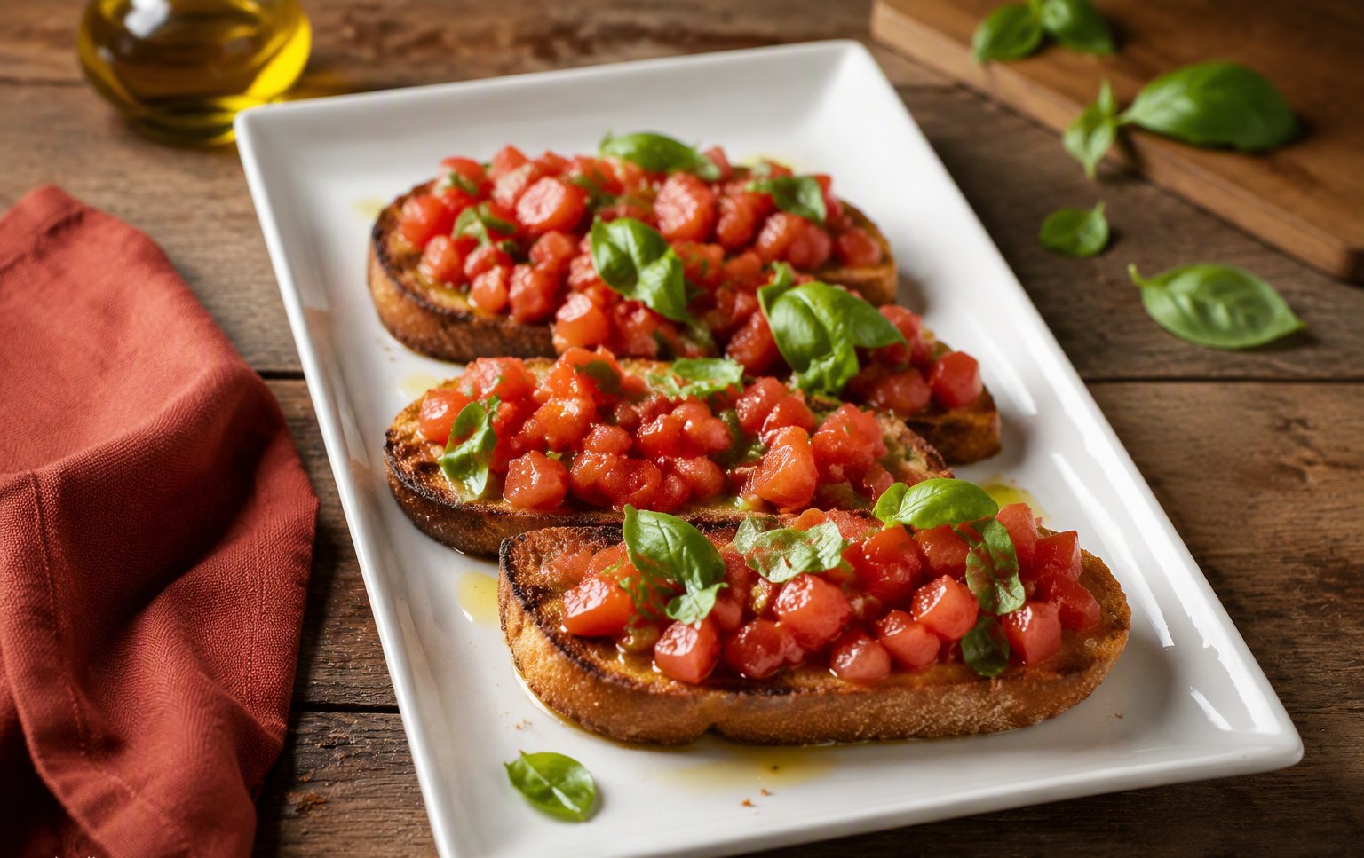 Le bruschette con pomodoro fresco e basilico