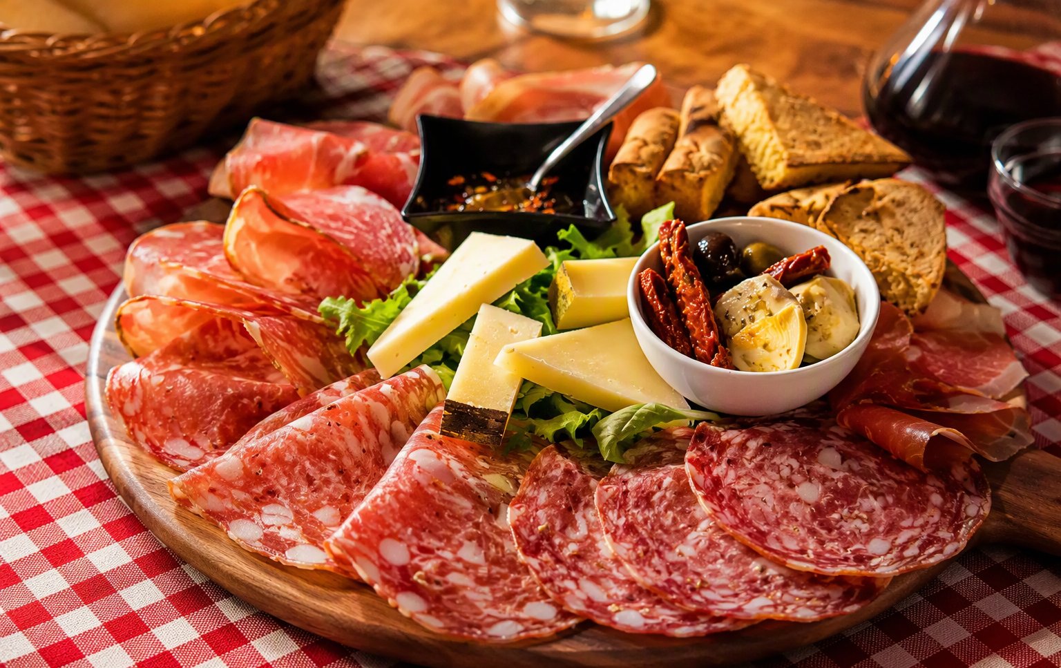 Il tagliere di salumi e pecorino con pane toscano